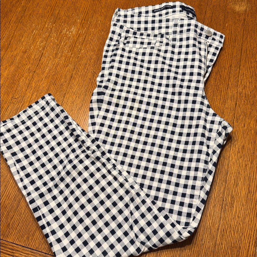 Charter Club Navy and White Gingham Pants